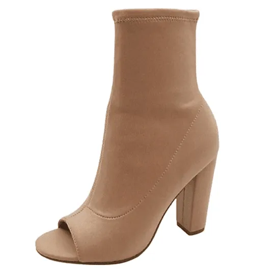 Elastic Peep Toe Stretch Slip-On Booties Insanity