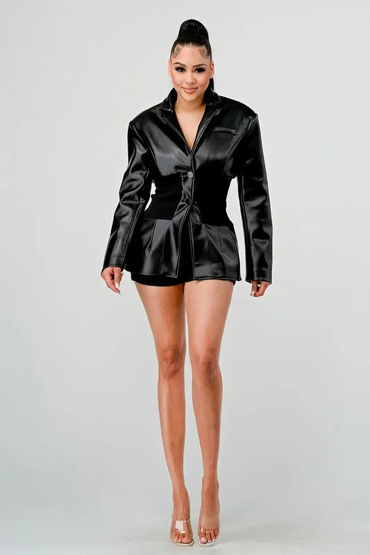 EM PU Leather Blazer