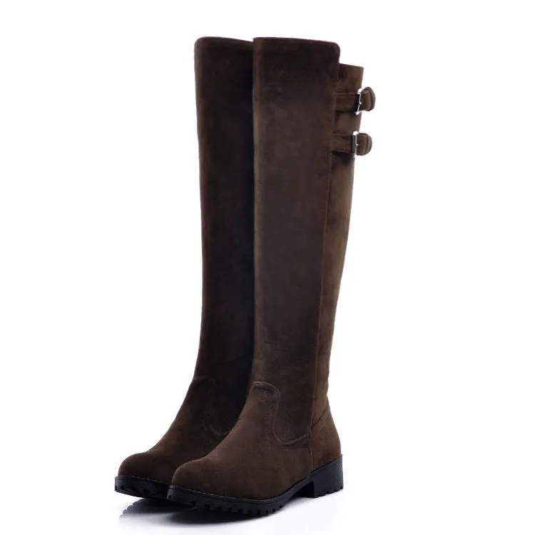 Faux suede knee high knight boots