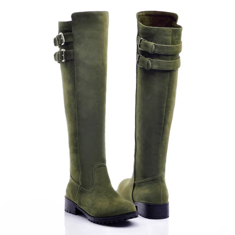 Faux suede knee high knight boots