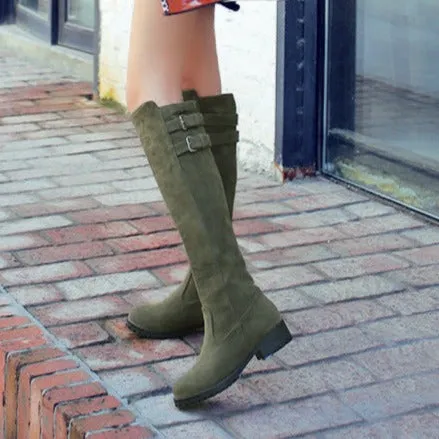Faux suede knee high knight boots