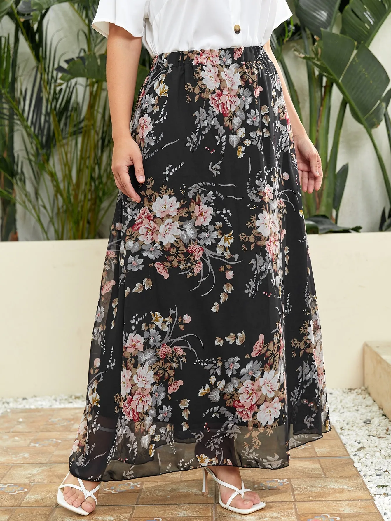 Floral Maxi Plus Size Skirt