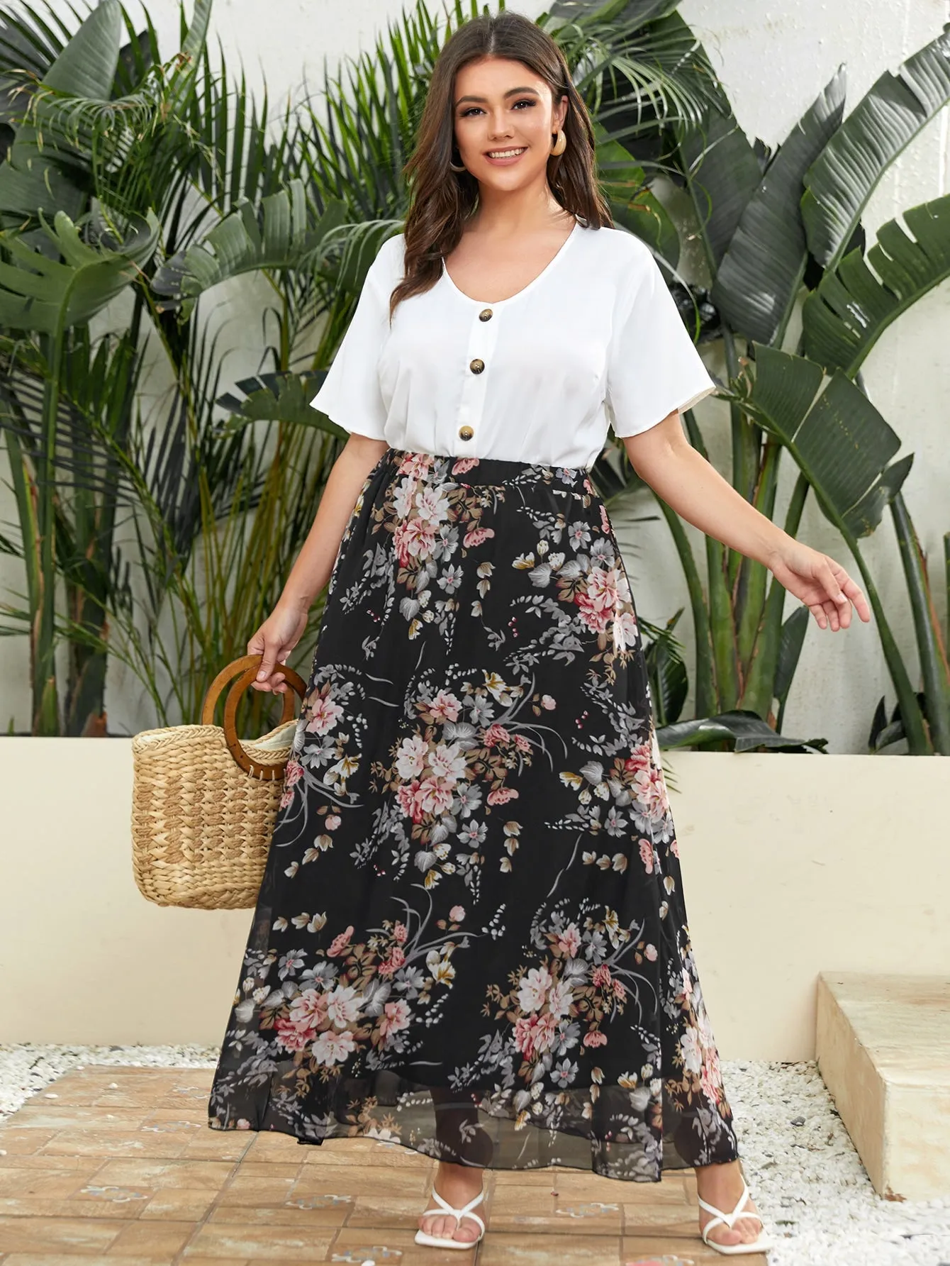 Floral Maxi Plus Size Skirt
