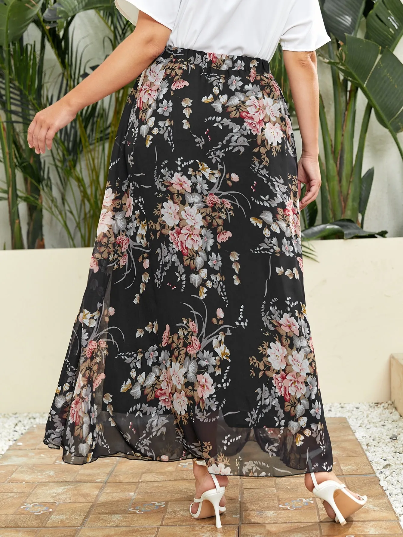 Floral Maxi Plus Size Skirt