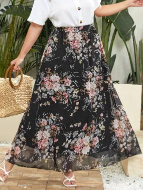 Floral Maxi Plus Size Skirt