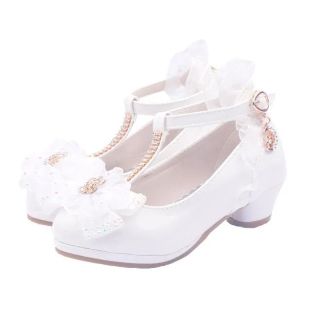 Flower Heel Lace Party Shoes