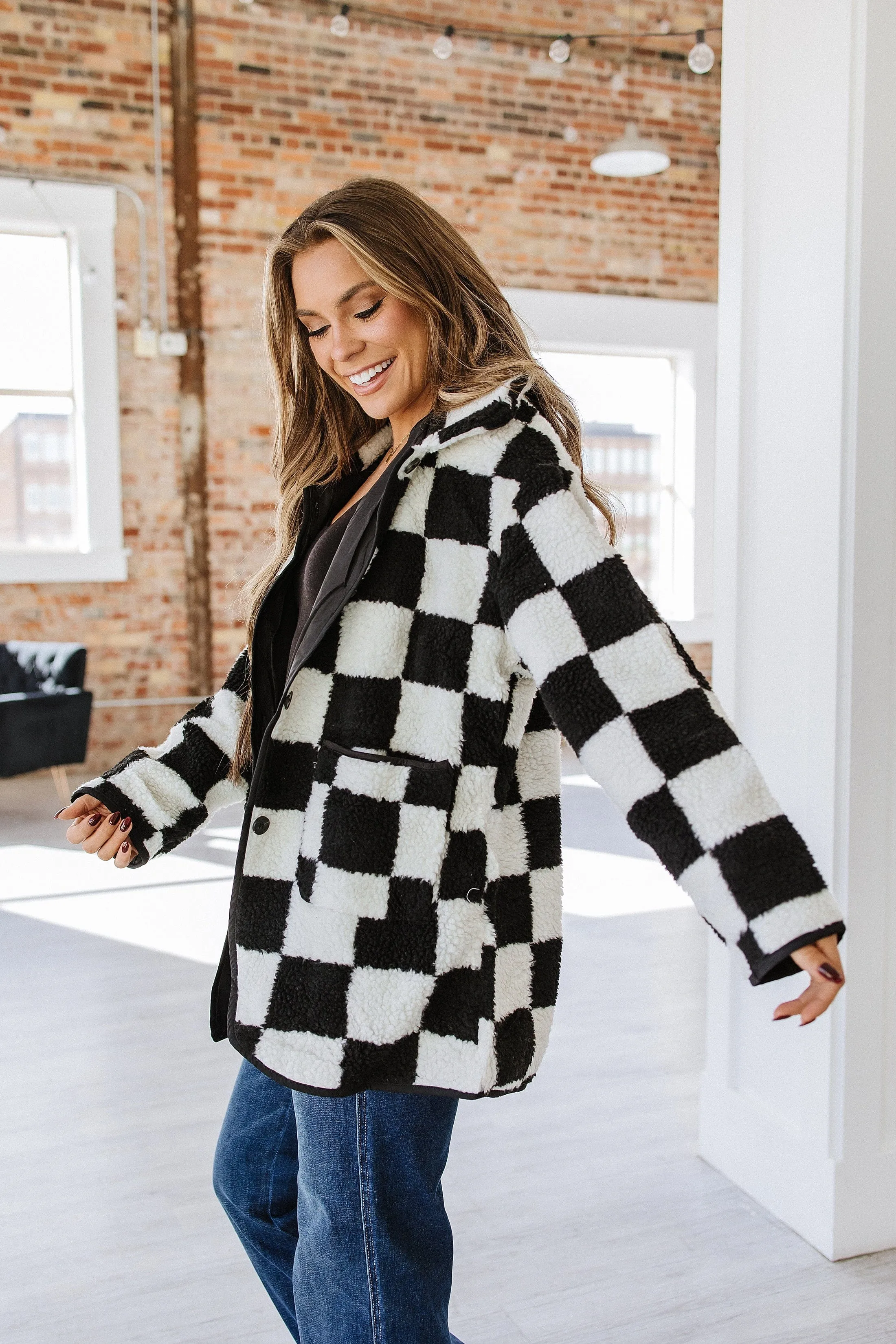 Gina Checkered Fleece Jacket | DROPSHIP