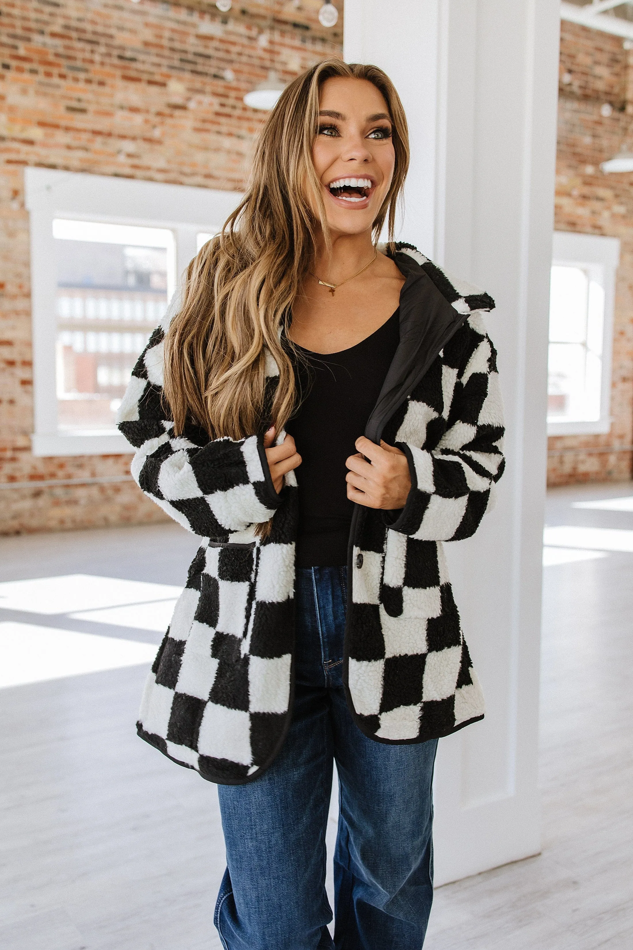 Gina Checkered Fleece Jacket | DROPSHIP