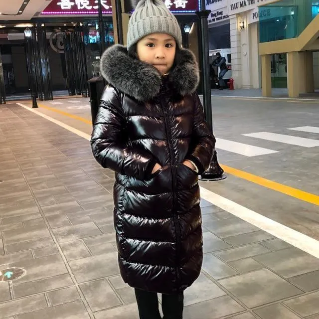 Girls Thick Warm Real Fur Jacket