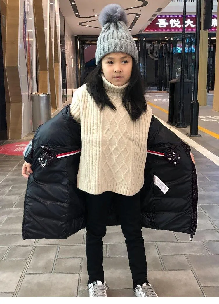 Girls Thick Warm Real Fur Jacket