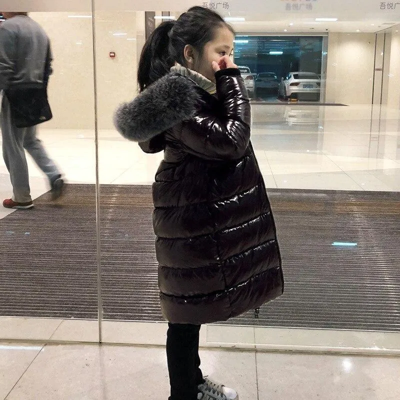 Girls Thick Warm Real Fur Jacket