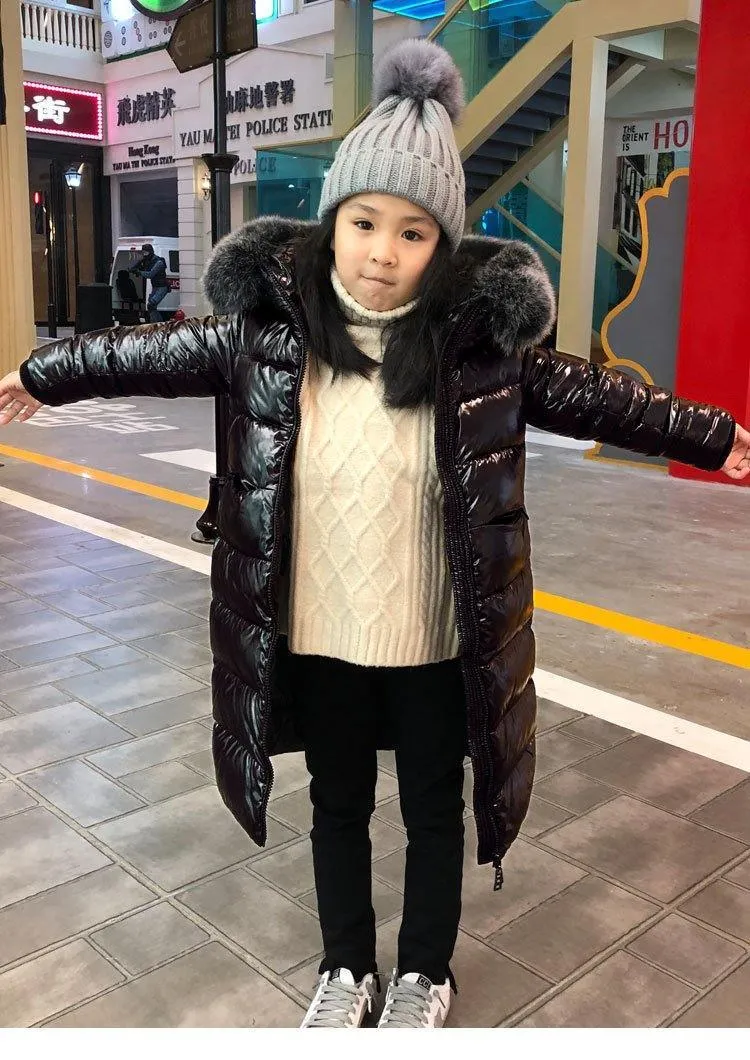 Girls Thick Warm Real Fur Jacket