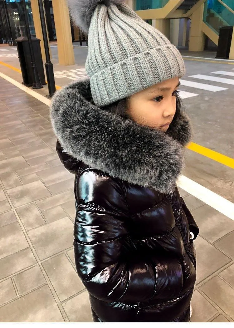 Girls Thick Warm Real Fur Jacket