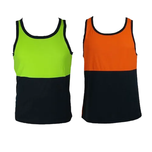 Hi Vis SINGLET Work Wear Safety Tank Top Fluro Micro Mesh UPF50  High Visibility