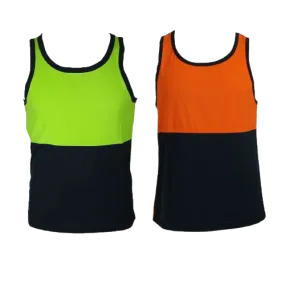 Hi Vis SINGLET Work Wear Safety Tank Top Fluro Micro Mesh UPF50  High Visibility