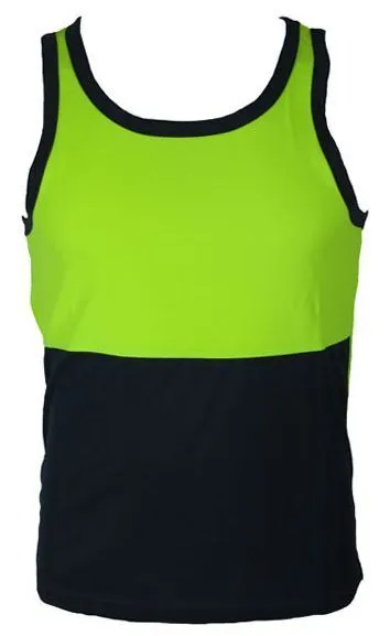 Hi Vis SINGLET Work Wear Safety Tank Top Fluro Micro Mesh UPF50  High Visibility