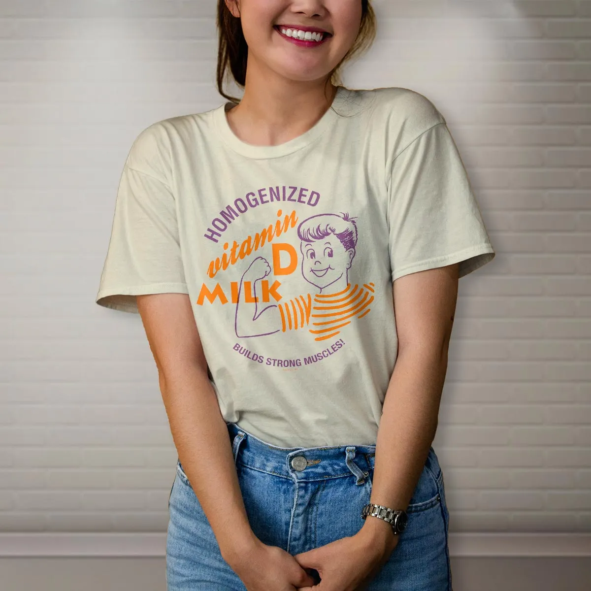 Homogenized Milk Vitamin D T-Shirt Adult S-2X 100% Cotton