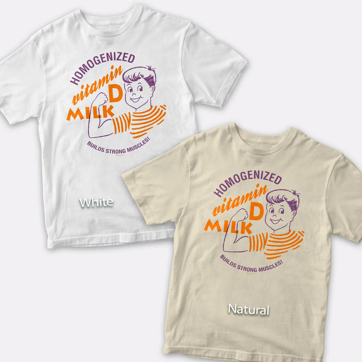 Homogenized Milk Vitamin D T-Shirt Adult S-2X 100% Cotton