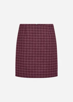 Ikra Houndstooth Skirt Bordeaux