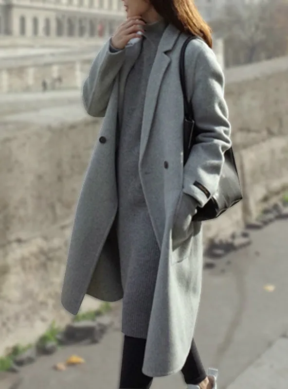 Jackets Warm Cotton Padded Wool Blends Solid Oversized