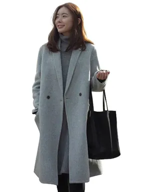 Jackets Warm Cotton Padded Wool Blends Solid Oversized