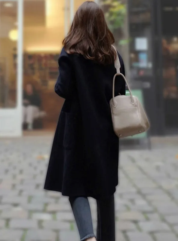 Jackets Warm Cotton Padded Wool Blends Solid Oversized