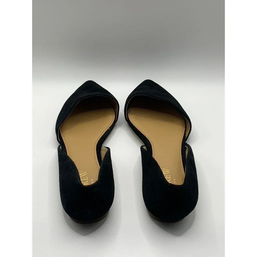 J.CREW FACTORY Women's Black Suede Leather Zoe D'Orsay Pointed-Toe Flats SZ 8.5