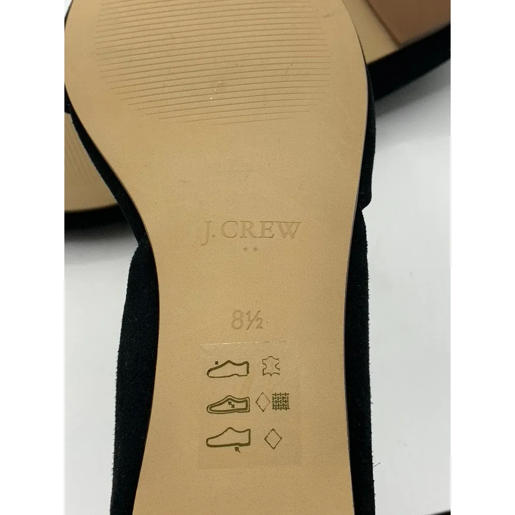J.CREW FACTORY Women's Black Suede Leather Zoe D'Orsay Pointed-Toe Flats SZ 8.5
