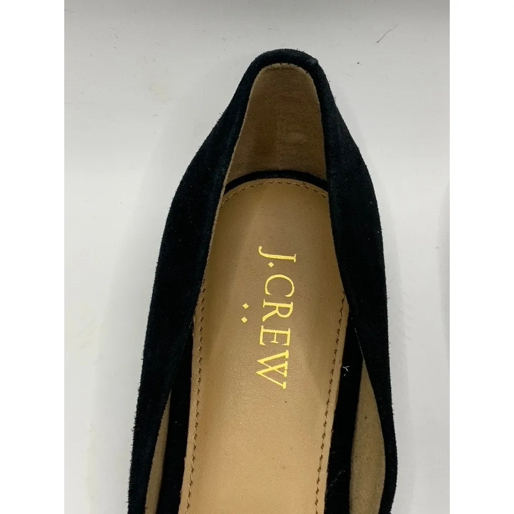 J.CREW FACTORY Women's Black Suede Leather Zoe D'Orsay Pointed-Toe Flats SZ 8.5