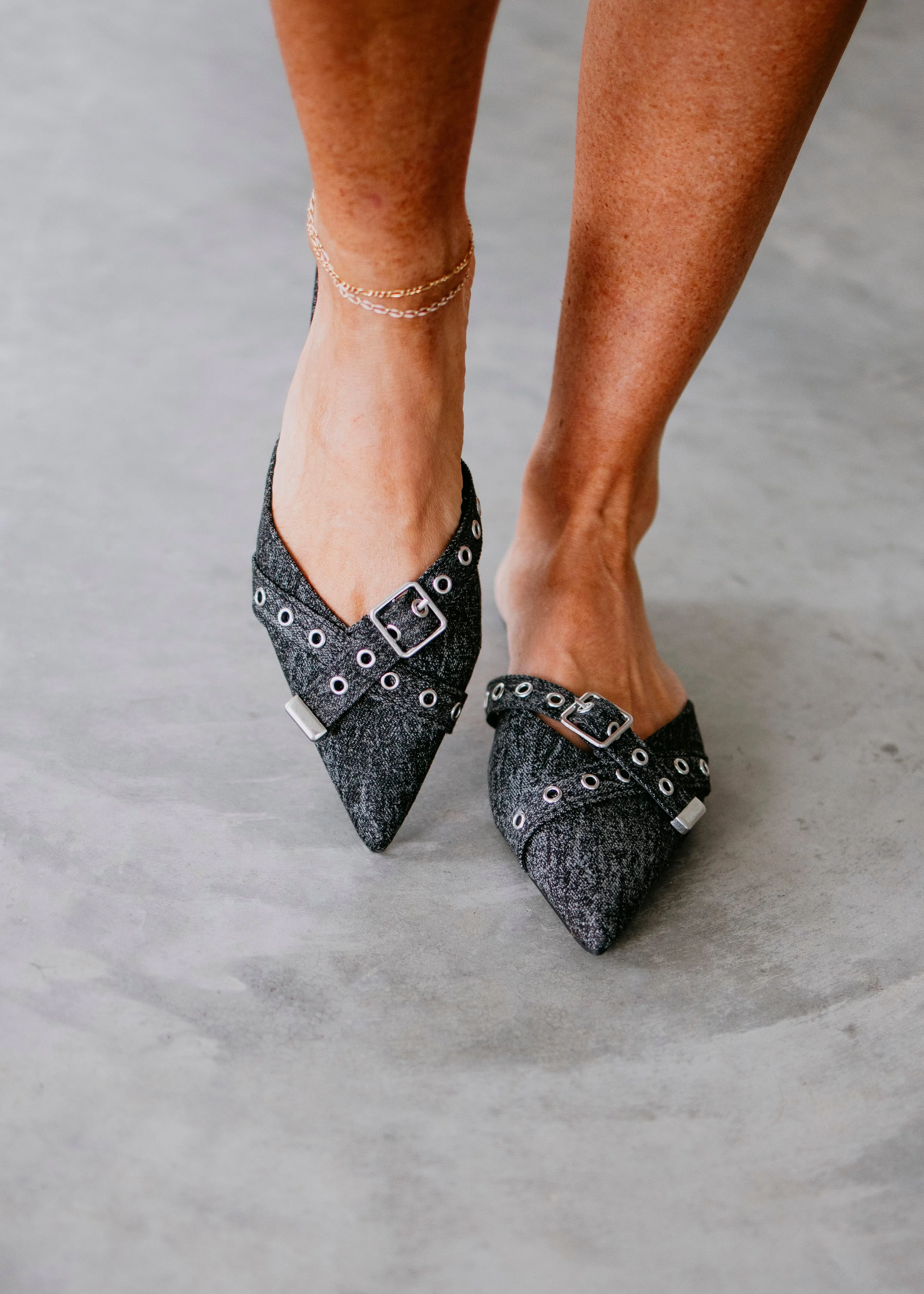 Jori Buckle Denim Mule