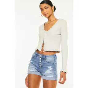 KanCan Light Demin Button Fly Shorts