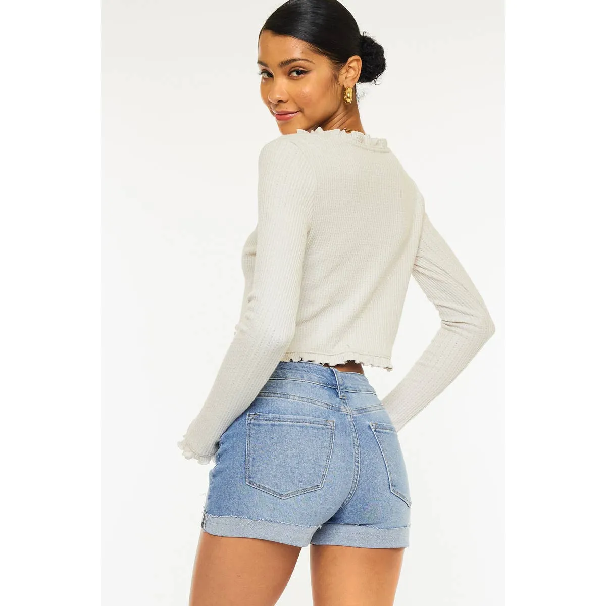 KanCan Light Demin Button Fly Shorts