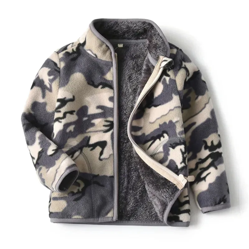 Kids Boys Girls Plus Velvet Warm Winter Zipper Outwear