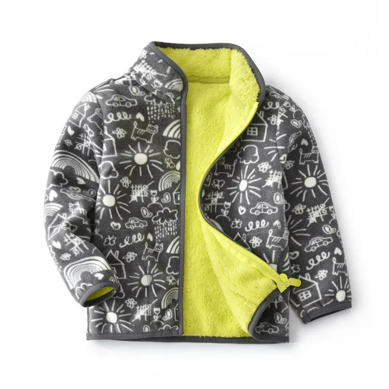 Kids Boys Girls Plus Velvet Warm Winter Zipper Outwear