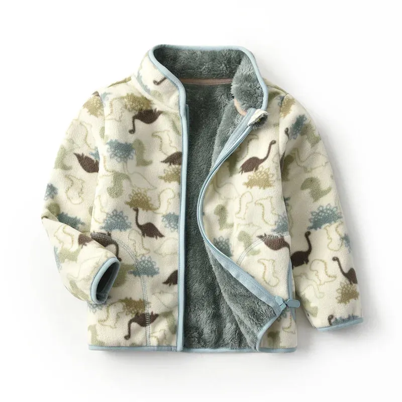 Kids Boys Girls Plus Velvet Warm Winter Zipper Outwear