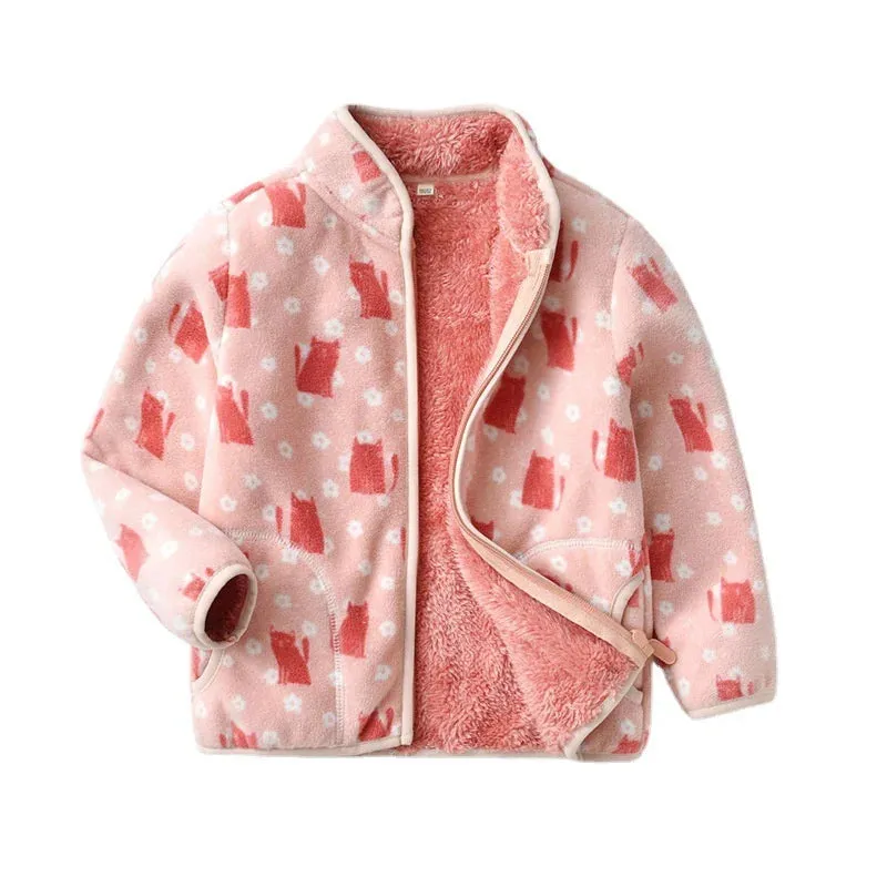 Kids Boys Girls Plus Velvet Warm Winter Zipper Outwear