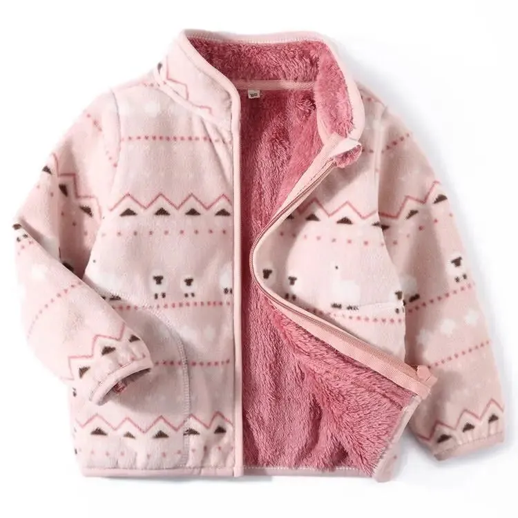 Kids Boys Girls Plus Velvet Warm Winter Zipper Outwear
