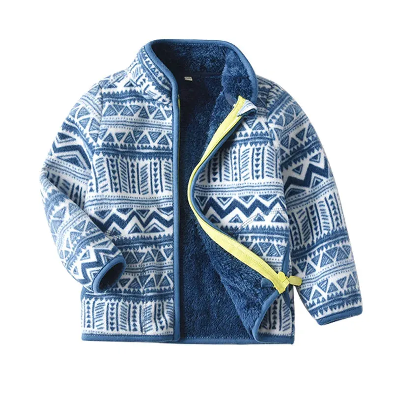 Kids Boys Girls Plus Velvet Warm Winter Zipper Outwear