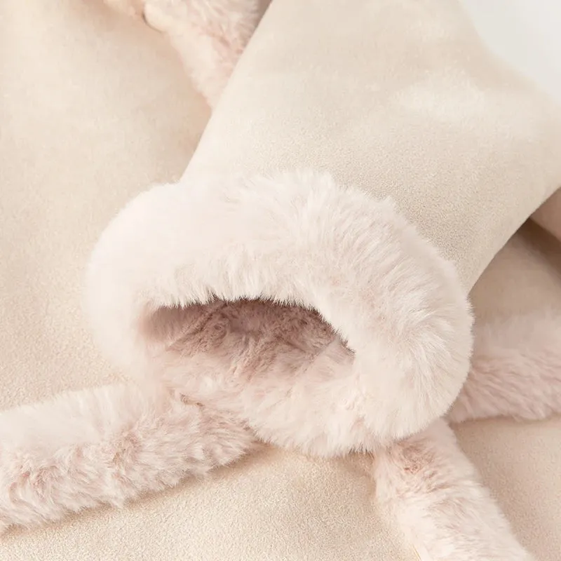 Kids Girls Boys Warm Fur Hooded Cowboy Winter Outerwear
