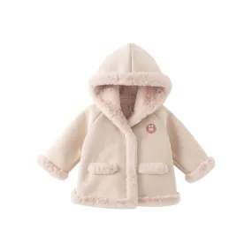 Kids Girls Boys Warm Fur Hooded Cowboy Winter Outerwear