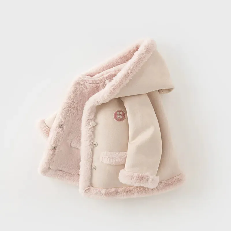 Kids Girls Boys Warm Fur Hooded Cowboy Winter Outerwear