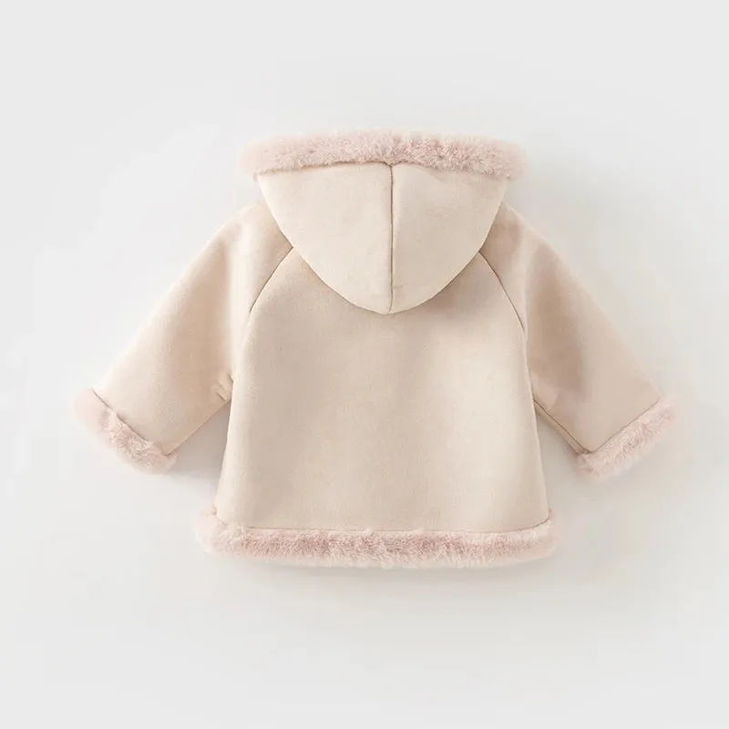 Kids Girls Boys Warm Fur Hooded Cowboy Winter Outerwear