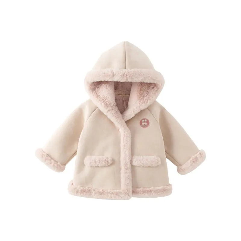 Kids Girls Boys Warm Fur Hooded Cowboy Winter Outerwear