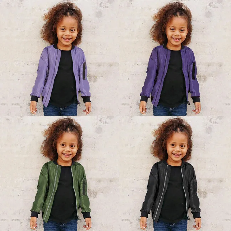 Kids Girls Boys Windproof Warm Jacket With Pockets