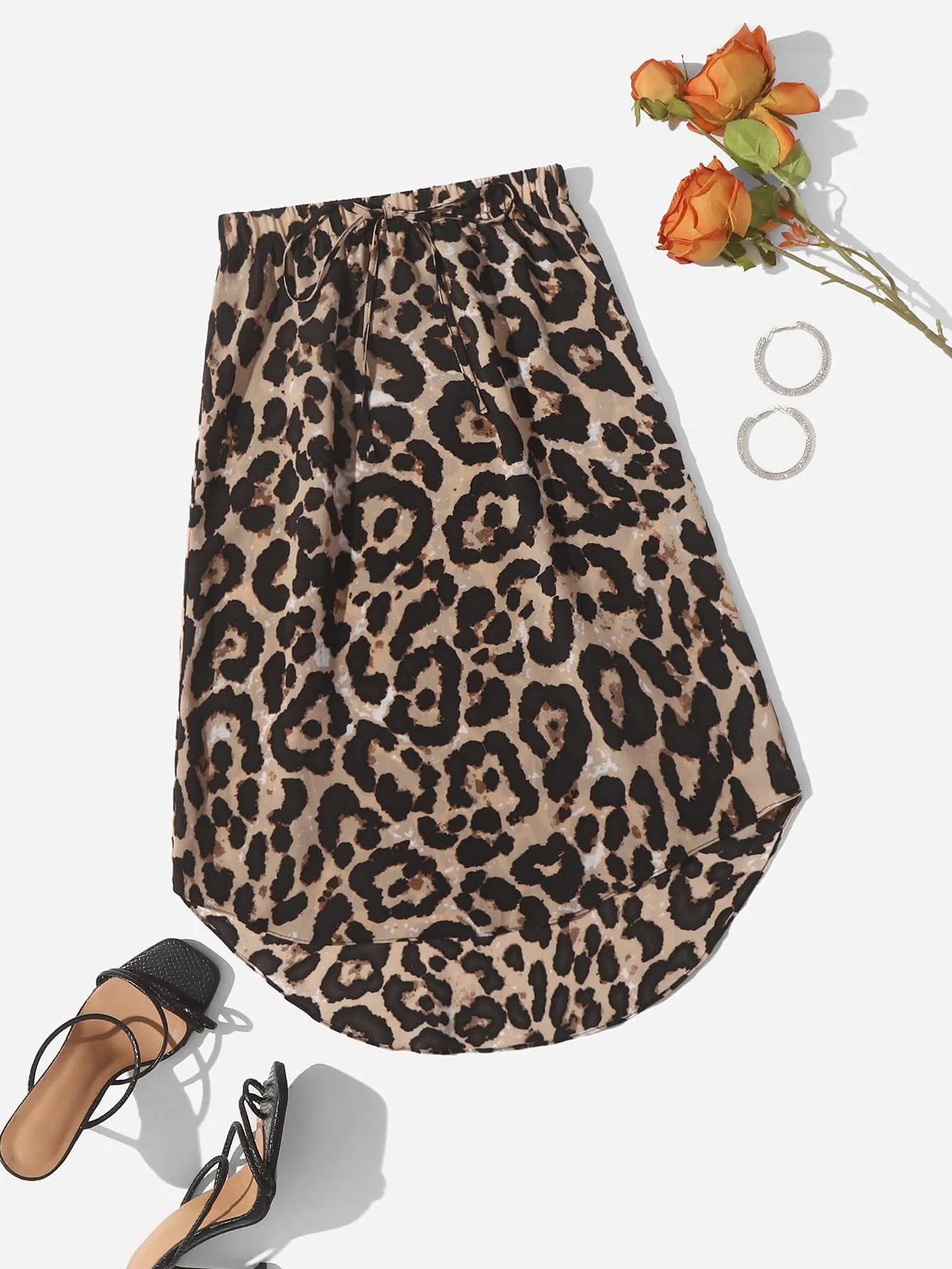Leopard Knot Midi Plus Size Skirt