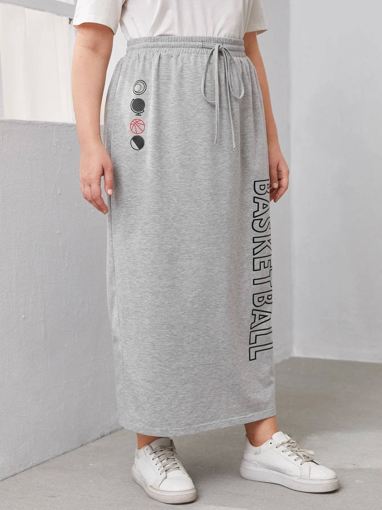 Letter Pocket Maxi Plus Size Skirt