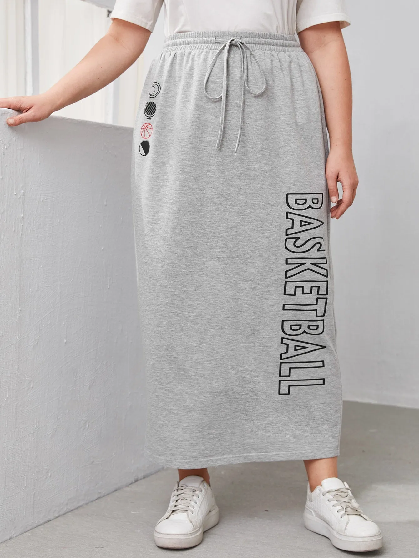 Letter Pocket Maxi Plus Size Skirt