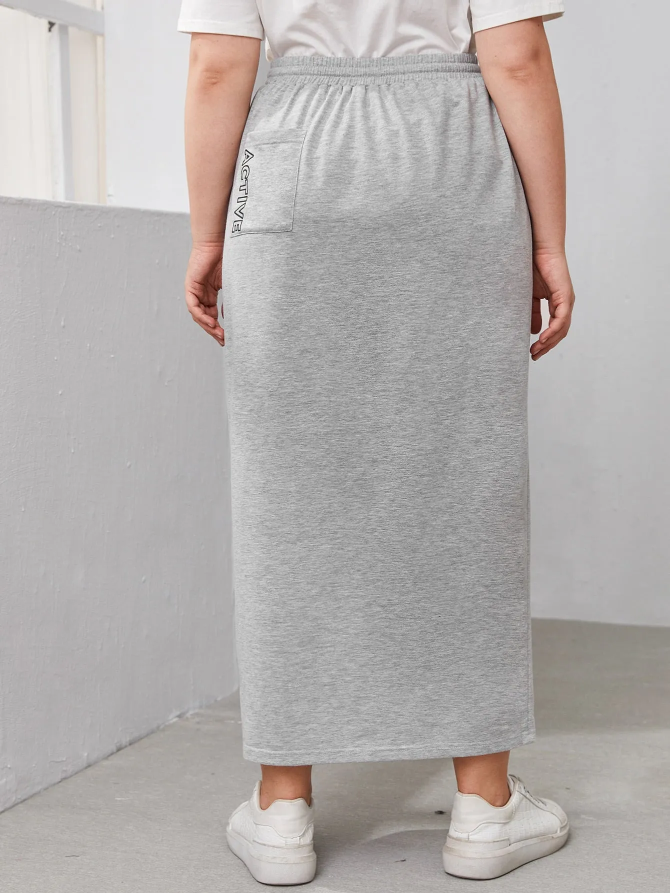 Letter Pocket Maxi Plus Size Skirt