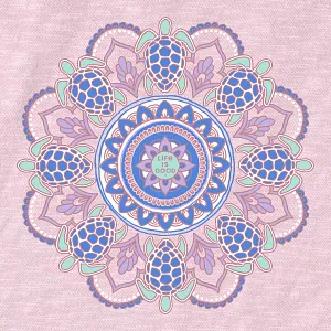 Life is Good W Textured Slub Tank Turtle Mandala SEASHELL PINK