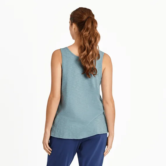 Life is Good Women's Joy Turtle Textured Slub Tank (Smoky Blue)